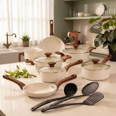 Imagem de Jogo de Panelas Mimo Style Crema Cook 10 Peças Antiaderente Cerâmica c
