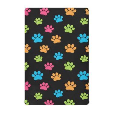 Imagem de SEHANY Lençol de berço fofo com estampa de pata de cachorro para meninos e meninas, macio, respirável, elástico, lençol com elástico padrão para bebês de 68 x 99 cm