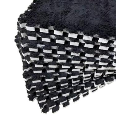 Imagem de Kit 10 Peças Tapete Eva Decoração Tatame Pelúcia(Preto)