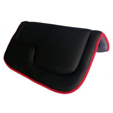 Imagem de Manta para Cavalo Sela Vaquejada Profissional - Proteção Lombar Exclusiva, Modelo Novo Premium (PRETA COM VERMELHO FIT VERMELH)