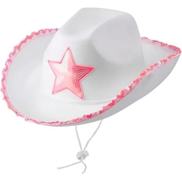 Imagem de Chapéu Country Branco com Estrela, Estilo Cowgirl para Festa, Fantasia, Rodeio e Looks Temáticos
