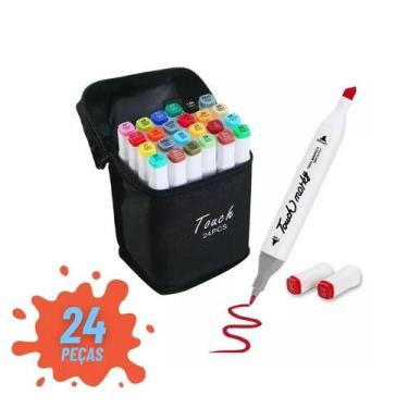 Imagem de 3 Kits Caneta Permanente Ponta Dupla  24 Cores Cada id693 - Genérico