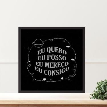 Imagem de Quadro Lei Atração Eu Quero Eu Posso - 33X33Cm - Com Vidro
