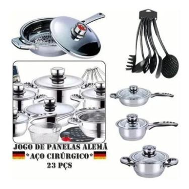 Imagem de Jogo de Panelas Inox Cirúrgico 23 Peças - Melhor Qualidade