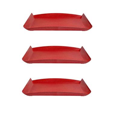 Imagem de 3Un Bandeja Zen Petisqueira 34X18Cm Ecológica Vermelha
