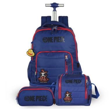 Imagem de Mochila Rodas Lancheira Térmica Estojo Triplo One Piece