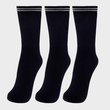 Imagem de Kit Meia Lupo Sport Básica Cano Longo 3 Pares Preta, 37-40