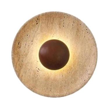 Imagem de Arandela De Parede Moderna Em Madeira Escura Com Pedra Natural 25cm 11