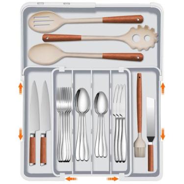 Imagem de Organizador de gavetas para talheres Spaclear, expansível, sem BPA, ci