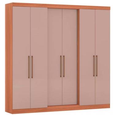 Imagem de Guarda Roupa Casal Napoli Up 6 Portas Bater 4 Gavetas MDP Avelã-cappuccino Bartira Móveis