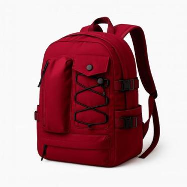 Imagem de Mochila de Nylon 24L Preta Reforçada p/ Notebook Viagem Estudo e Traba