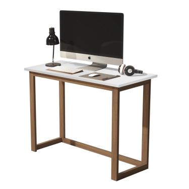 Imagem de Mesa escrivaninha branco com pes de madeira pequena