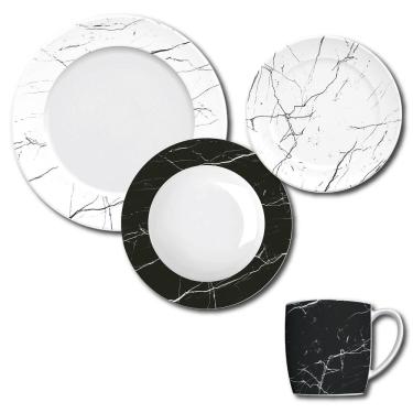 Imagem de Aparelho de Jantar, Chá e Sobremesa 16 Peças Germer Nero em Porcelana – Estampado