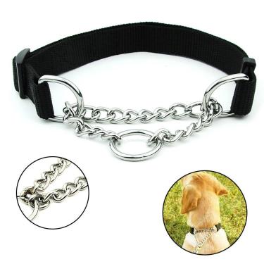 Imagem de Coleira Nylon 2.5cm Elo Torcido Aço Corrente Pet Caes Cachorro Grande Porte Treinamento Resistente Ajustavel