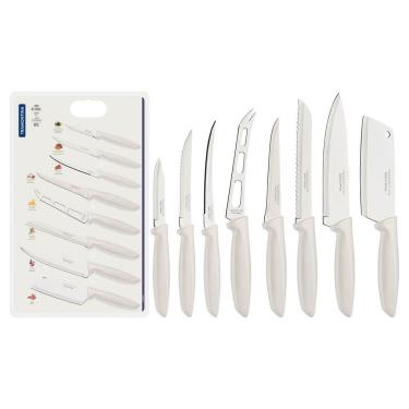 Imagem de Jogo de Facas Tramontina Plenus com Lâminas em Aço Inox e Cabos de Polipropileno Off White 8 Peças