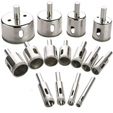 Imagem de Conjunto de brocas de diamante, conjunto de serra de furo de diamante, broca de vidro para garrafas de pedra de granito de mármore de cerâmica cerâmica (15Pcs)
