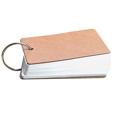 Imagem de Cartões de estudo de revisão, mini cartões de índice, cartões de memória em branco com anel de fichário, bloco de notas para arranhões, marcador de livro faça você mesmo, 9 cm x 5,5 cm, 50 folhas/pacote - branco