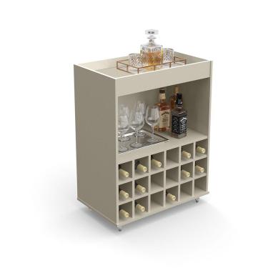 Imagem de Bar Aparador c/ Adega 4 Rodízios Leblon Off White Patrimar