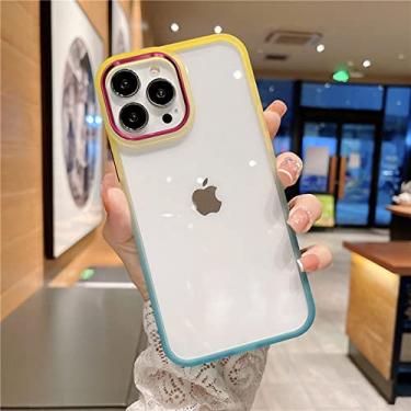 Imagem de Capa de proteção de vidro gradiente de luxo para iPhone 11 Pro Max proteção de câmera de metal transparente para iPhone 13 Pro Max 12Pro, amarelo-azul, para iPhone 12 Pro