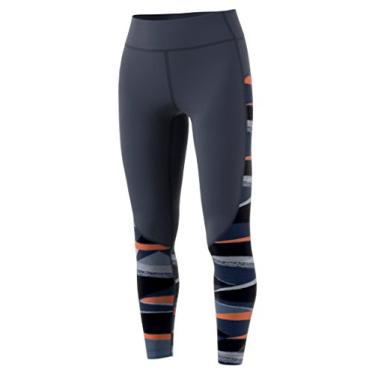 Imagem de Adidas Meia-calça comprida feminina de cintura alta para treinamento, Trace Blue /Print, X-Small