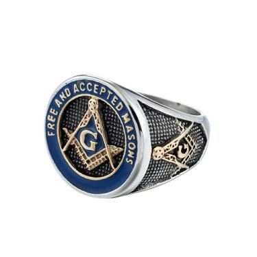 Imagem de Anel Maçônico Aço Inoxidável 316l Real Qualidade R17 Cor:Prata;Tamanho:20