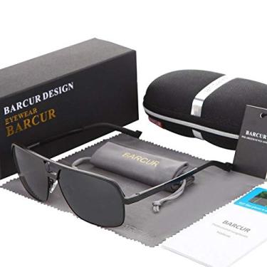 Imagem de Óculos de Sol Masculino Barcur Estilo Quadrado Luxuoso Lentes Uv400 (Preto)