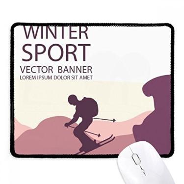 Imagem de Bastões de esqui para esportes de inverno, mouse pad com borda costurada, tapete de borracha para jogos