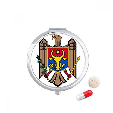 Imagem de Porta-comprimidos com emblema nacional da Moldova Europa, caixa de armazenamento de medicamentos