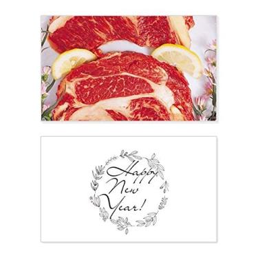 Imagem de Carne crua alimento textura de ano novo festival cartão felicitações Bless mensagem presente