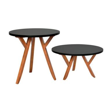 Imagem de Conjunto de Mesa de Centro com Mesa Lateral Ipiranga Mel e Preto