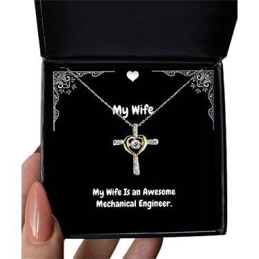 Imagem de SpreadPassion Colar Perfect Wife Cross Dancing Necklace My Wife is an Awesome Mechanical Engineer, Presentes para, presente do marido, para esposa