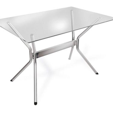 Imagem de Mesa com Tampo de Vidro Retangular 120x80cm Loire Crome Kappesberg Cromado