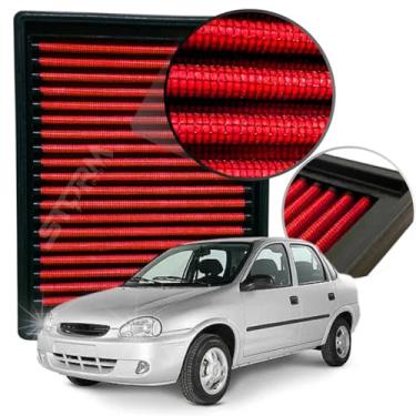 Imagem de Filtro de Ar Esportivo Compatível com Chevrolet Corsa 1.0 Flex ano 1994 a 2004 GM Wind Hatch Sedan 8V Lavável reutilizável Potencia Economia