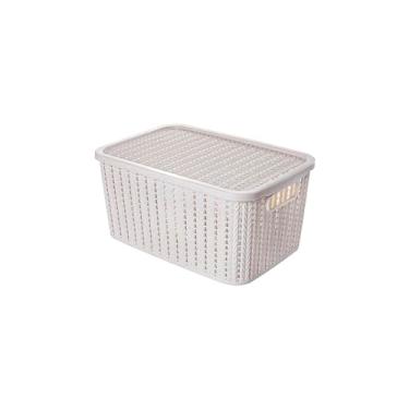 Imagem de Caixa 4, 7 L com Tampa Trama, Plasútil, Branco