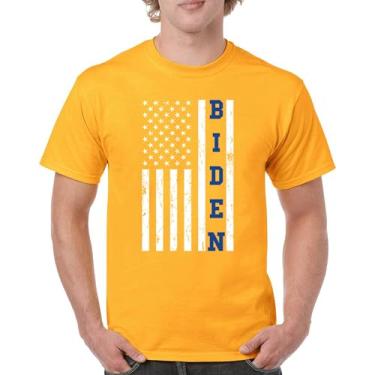 Imagem de Camiseta Joe Biden Bandeira Americana 2024 Pro Democratic Party President Democrats Blue States USA Political Men's Tee, Amarelo, M