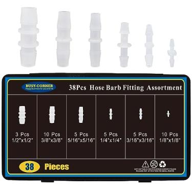 Imagem de Kit de acessórios de farpa de mangueira de 38 peças, conector de tubulação emenda de junção adaptador União para adaptador de aquário gás líquido ar, para mangueira ID 2.5 cmx2.5 cm, 3/8"x3/20.3 cm,