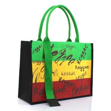 Imagem de VOARYISA Bolsa feminina de lona impermeável com fita de praia Jamaican Reggae Party Bag, Reggae, One Size