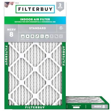 Imagem de Filterbuy Filtro de ar 10x20x1 MERV 8 Defesa contra poeira (pacote com 2), substituição plissada de filtros de ar para forno AC HVAC (tamanho real: 9.50 x 19.50 x 0.75 polegadas)