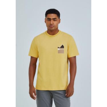 Imagem de Camiseta Masculina Comfort Em Malha Flamê - Amarelo XXG-Masculino