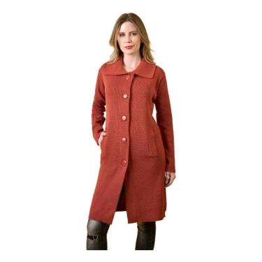 Imagem de Sobretudo Feminino Manga Longa Lã Premium Botão Bolso Quente-Feminino