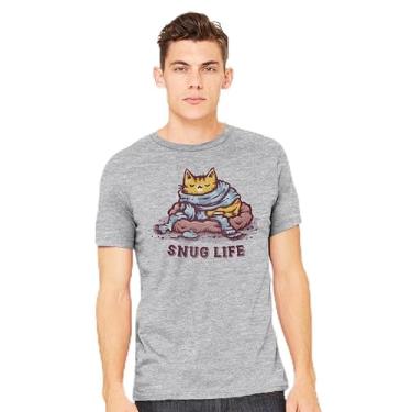 Imagem de TeeFury - Living The Snug Life - Camiseta masculina animal, gato, Royal, M