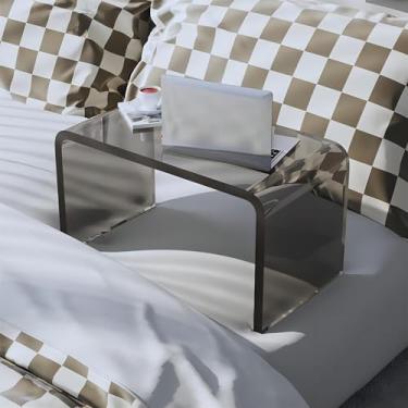 Imagem de Mesa C de acrílico, mesa lateral transparente multiuso para laptop, mesa de canto em forma de C, mesa de sofá, mesa de centro para quarto, sala de estar e banheiro