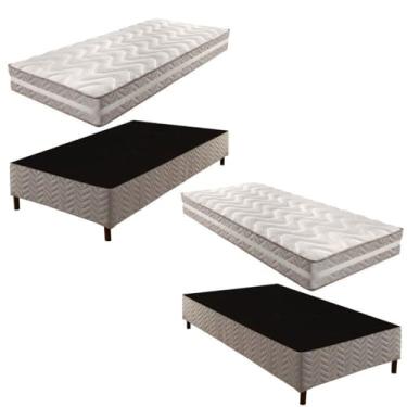 Imagem de 2 Bases Box Solteiro Galaxy 42x88x188cm com Kit com 2 Colchões Solteiro Quality D33 Duoface 26x88x188cm Rustico Prata