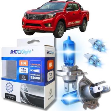 Imagem de Kit par lâmpadas super branca conector h4 8500k shocklight + par leds 