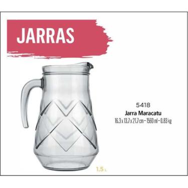 Imagem de 06 Jarras De Vidro Suco Maracatu 1,5 Litros - Nadir Figueiredo