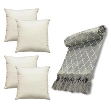 Imagem de Kit Manta Xale de Sofá Grande Colmeia 2,80 x 2,20 com 4 Capas de Almof