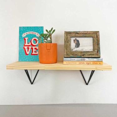 Imagem de Prateleira de Parede de Ferro e Madeira Industrial Pirâmide 60cm Natur