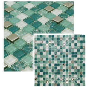 Imagem de Pastilha de Vidro Cristal Jade Mescla 30x30cm Para Cozinha - La Bella 