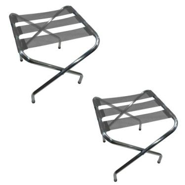 Imagem de Kit 2 Suporte De Malas Dobrável Alumínio Hotel Até 100kg Cinza - Zaka