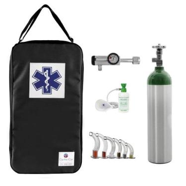 Imagem de Kit Oxigênio 3L Alumínio com Bolsa Preta Sem Carga Válvula Click - Cor